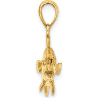 14K Yellow Gold 3D Textured Red Fish Pendant with Polished Finish by Oro Pregiato