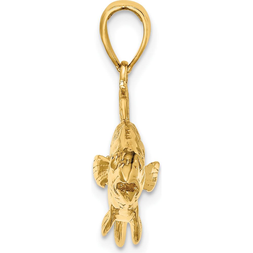 14K Yellow Gold 3D Textured Red Fish Pendant with Polished Finish by Oro Pregiato