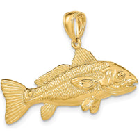 14K Yellow Gold 3D Textured Red Fish Pendant with Polished Finish by Oro Pregiato