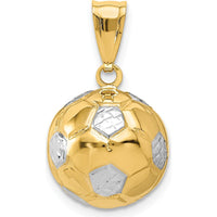 14K Yellow Gold 3D Textured Soccer Ball Pendant with White Rhodium Accents - 19mm Length by Oro Pregiato