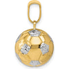 14K Yellow Gold 3D Textured Soccer Ball Pendant with White Rhodium Accents - 19mm Length by Oro Pregiato
