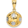 14K Yellow Gold 3D Textured Soccer Ball Pendant with White Rhodium Accents - 19mm Length by Oro Pregiato