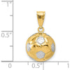 14K Yellow Gold 3D Textured Soccer Ball Pendant with White Rhodium Accents - 19mm Length by Oro Pregiato