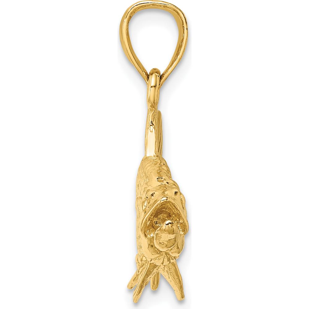 14K Yellow Gold 3D Textured Tarpon Fish Charm - Nature-Inspired Detailed Pendant by Oro Pregiato