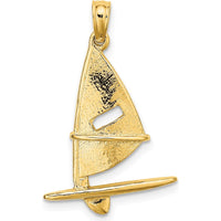 14K Yellow Gold 3D Textured Windsail Surfboard Pendant by Oro Pregiato