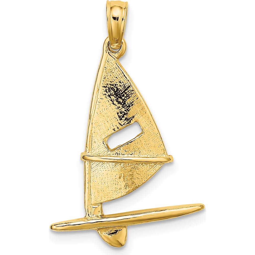 14K Yellow Gold 3D Textured Windsail Surfboard Pendant by Oro Pregiato