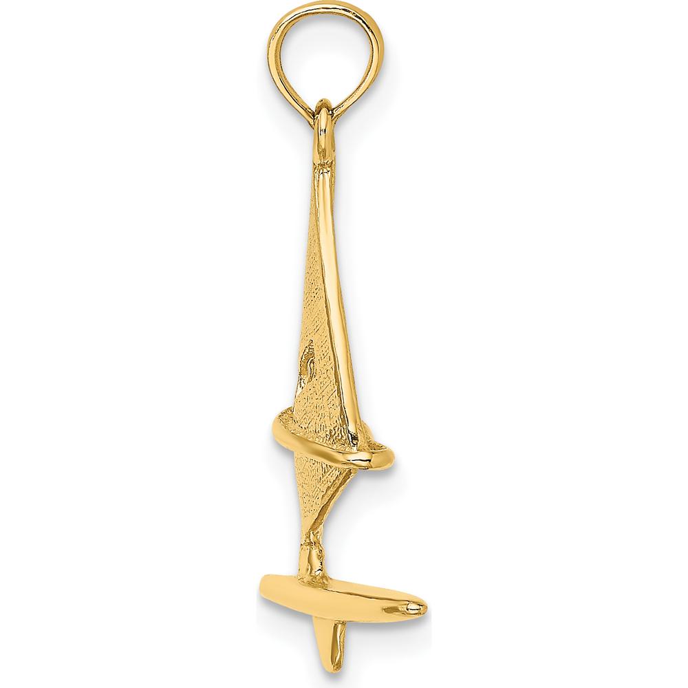 14K Yellow Gold 3D Textured Windsail Surfboard Pendant by Oro Pregiato