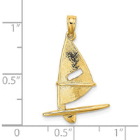 14K Yellow Gold 3D Textured Windsail Surfboard Pendant by Oro Pregiato