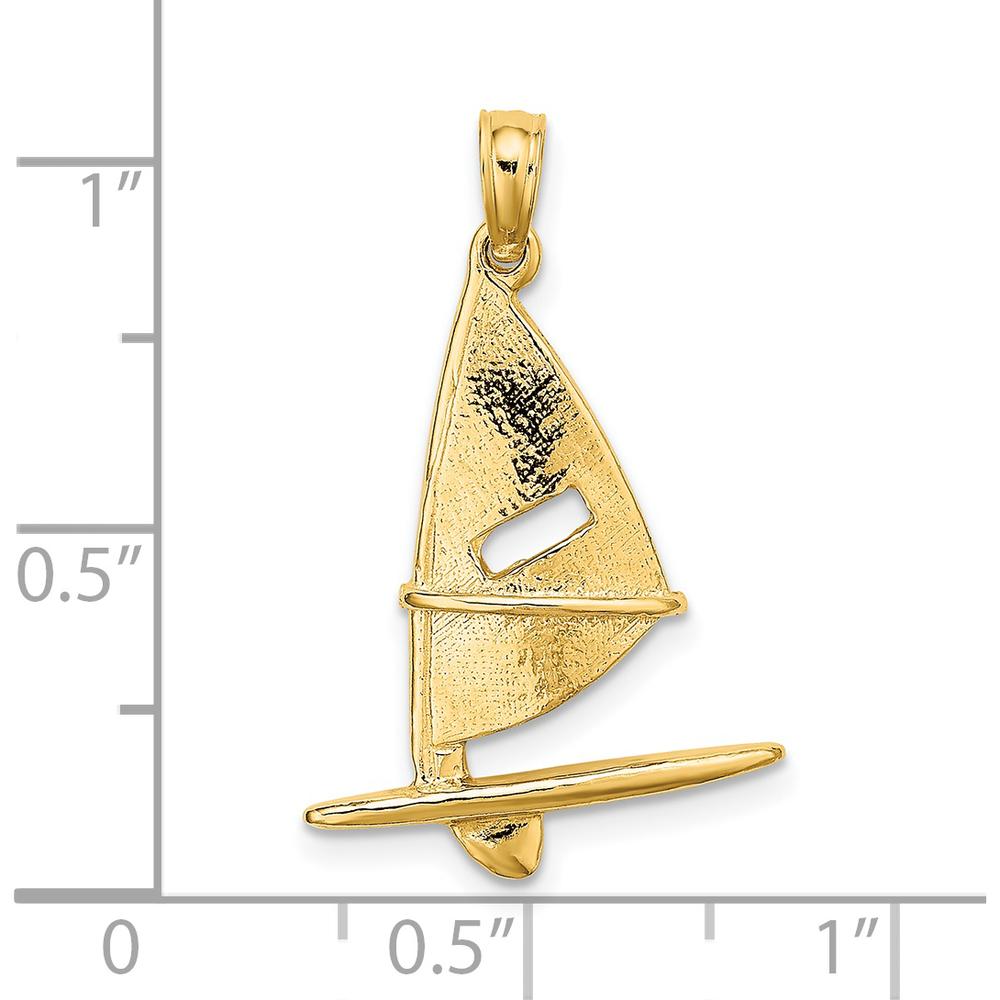 14K Yellow Gold 3D Textured Windsail Surfboard Pendant by Oro Pregiato