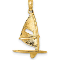 14K Yellow Gold 3D Textured Windsail Surfboard Pendant by Oro Pregiato