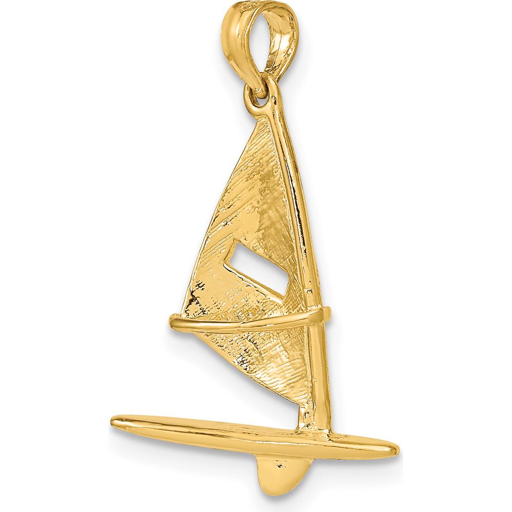 14K Yellow Gold 3D Textured Windsail Surfboard Pendant by Oro Pregiato