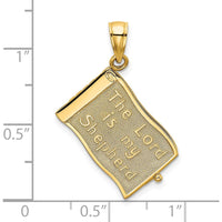 14K Yellow Gold 3D "The Lord is My Shepherd" Book Pendant with Moveable Pages by Oro Pregiato