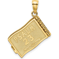 14K Yellow Gold 3D "The Lord is My Shepherd" Book Pendant with Moveable Pages by Oro Pregiato