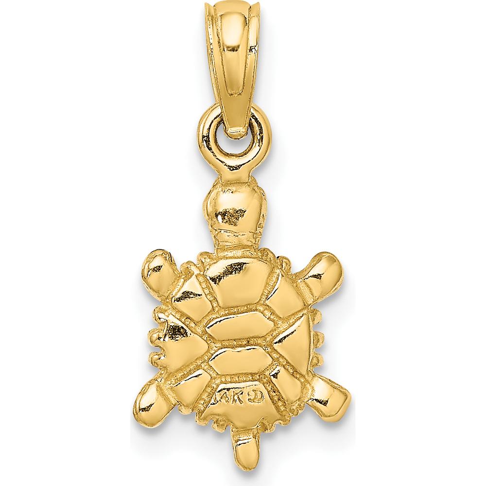 14K Yellow Gold 3D Tortoise Charm with Brown Enamel Accents by Oro Pregiato