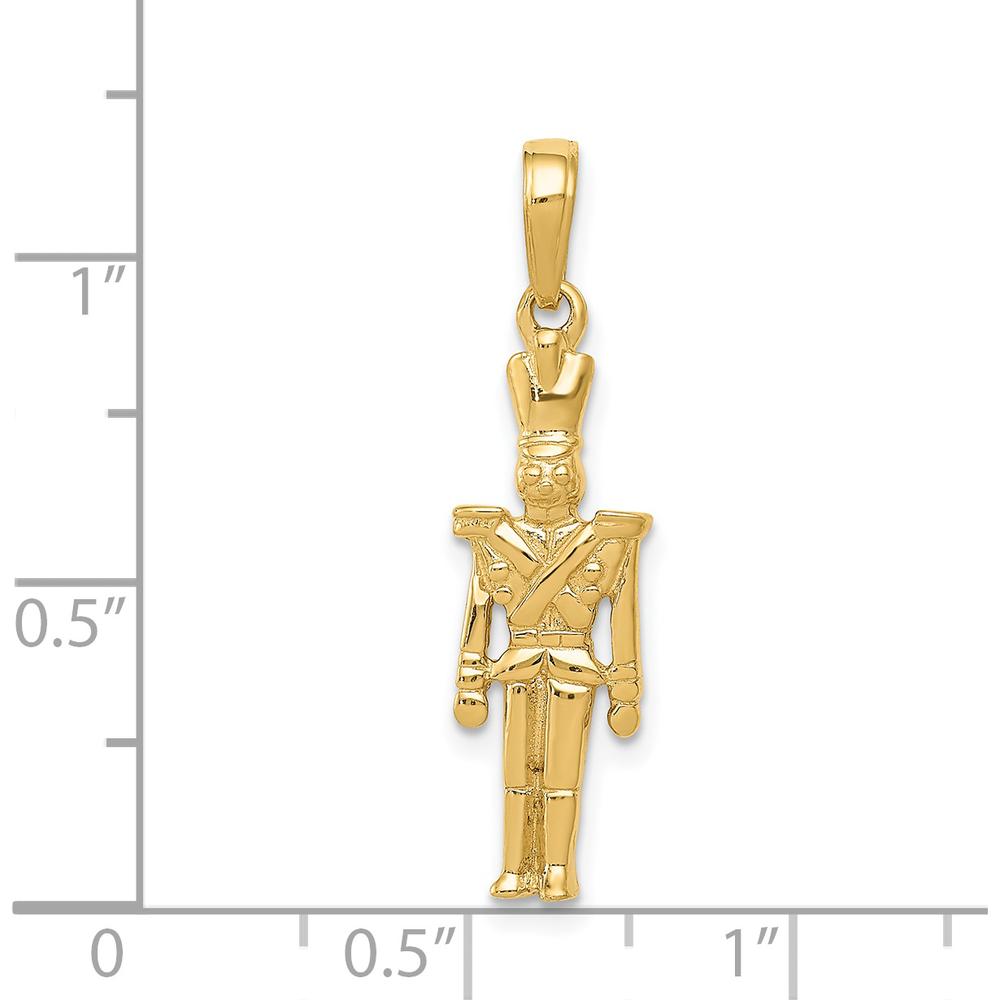 14K Yellow Gold 3D Toy Soldier Pendant - Playful Solid Gold Charm by Oro Pregiato