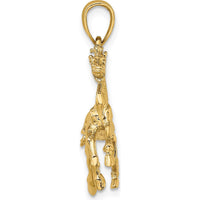 14K Yellow Gold 3D Trotting Horse Charm - Polished Finish, 27.8mm Length by Oro Pregiato
