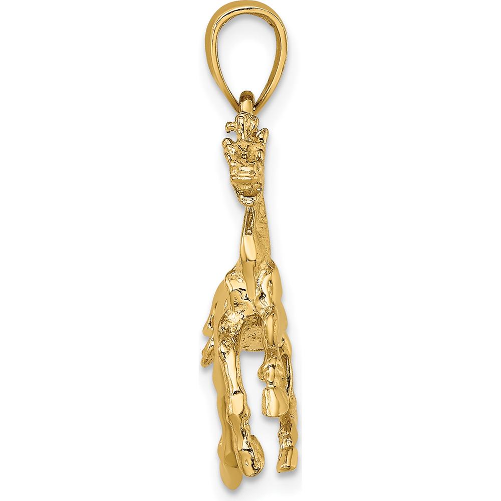 14K Yellow Gold 3D Trotting Horse Charm - Polished Finish, 27.8mm Length by Oro Pregiato