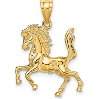 14K Yellow Gold 3D Trotting Horse Charm - Polished Finish by Oro Pregiato