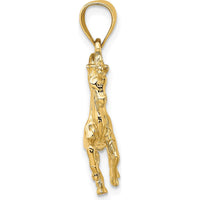 14K Yellow Gold 3D Trotting Horse Charm - Polished Finish by Oro Pregiato
