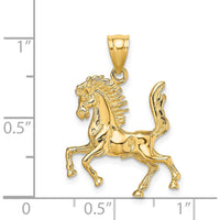 14K Yellow Gold 3D Trotting Horse Charm - Polished Finish by Oro Pregiato