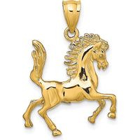 14K Yellow Gold 3D Trotting Horse Charm - Polished Finish by Oro Pregiato