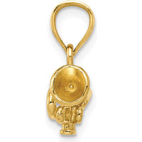 14K Yellow Gold 3D Trumpet Pendant - Music Lover Charm by Oro Pregiato