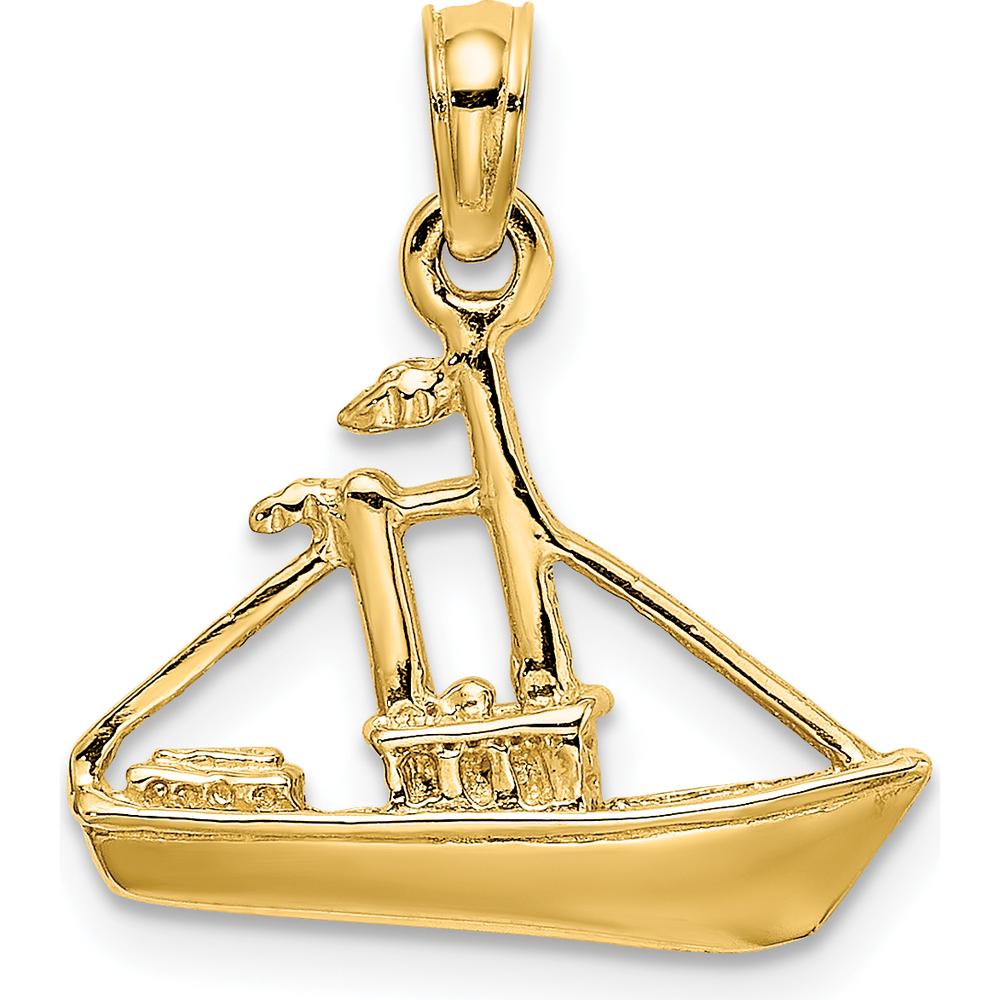 14K Yellow Gold 3D Tug Boat Charm - Nautical Inspired Pendant by Oro Pregiato