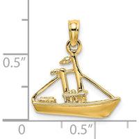 14K Yellow Gold 3D Tug Boat Charm - Nautical Inspired Pendant by Oro Pregiato