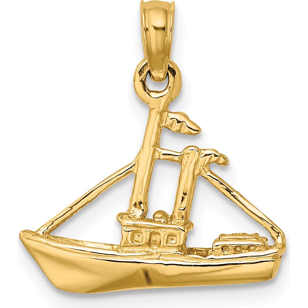 14K Yellow Gold 3D Tug Boat Charm - Nautical Inspired Pendant by Oro Pregiato