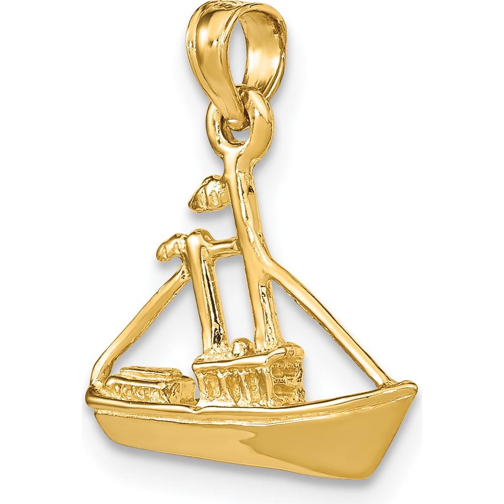 14K Yellow Gold 3D Tug Boat Charm - Nautical Inspired Pendant by Oro Pregiato