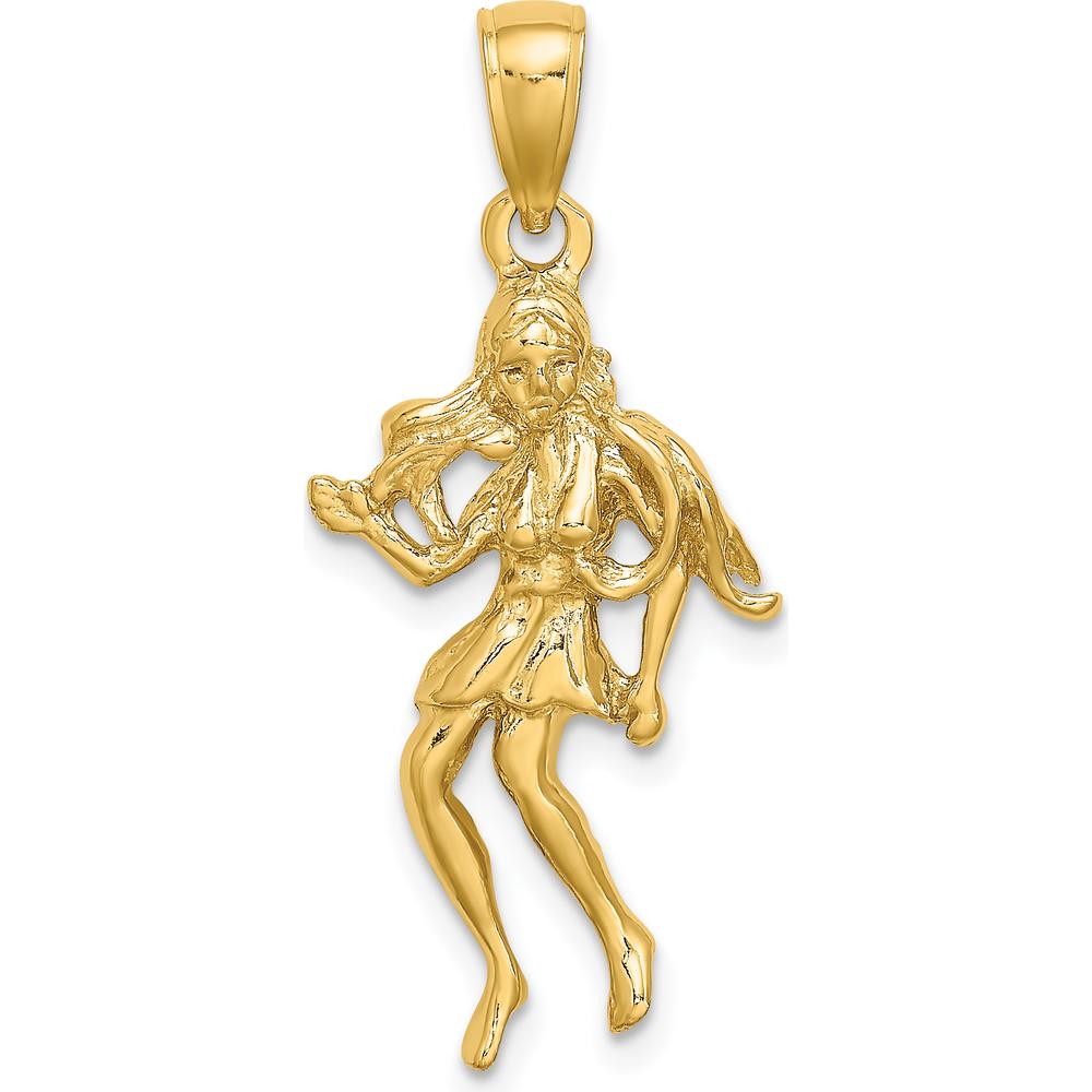 14K Yellow Gold 3D Virgo Zodiac Charm Pendant - 23.9mm Length by Oro Pregiato