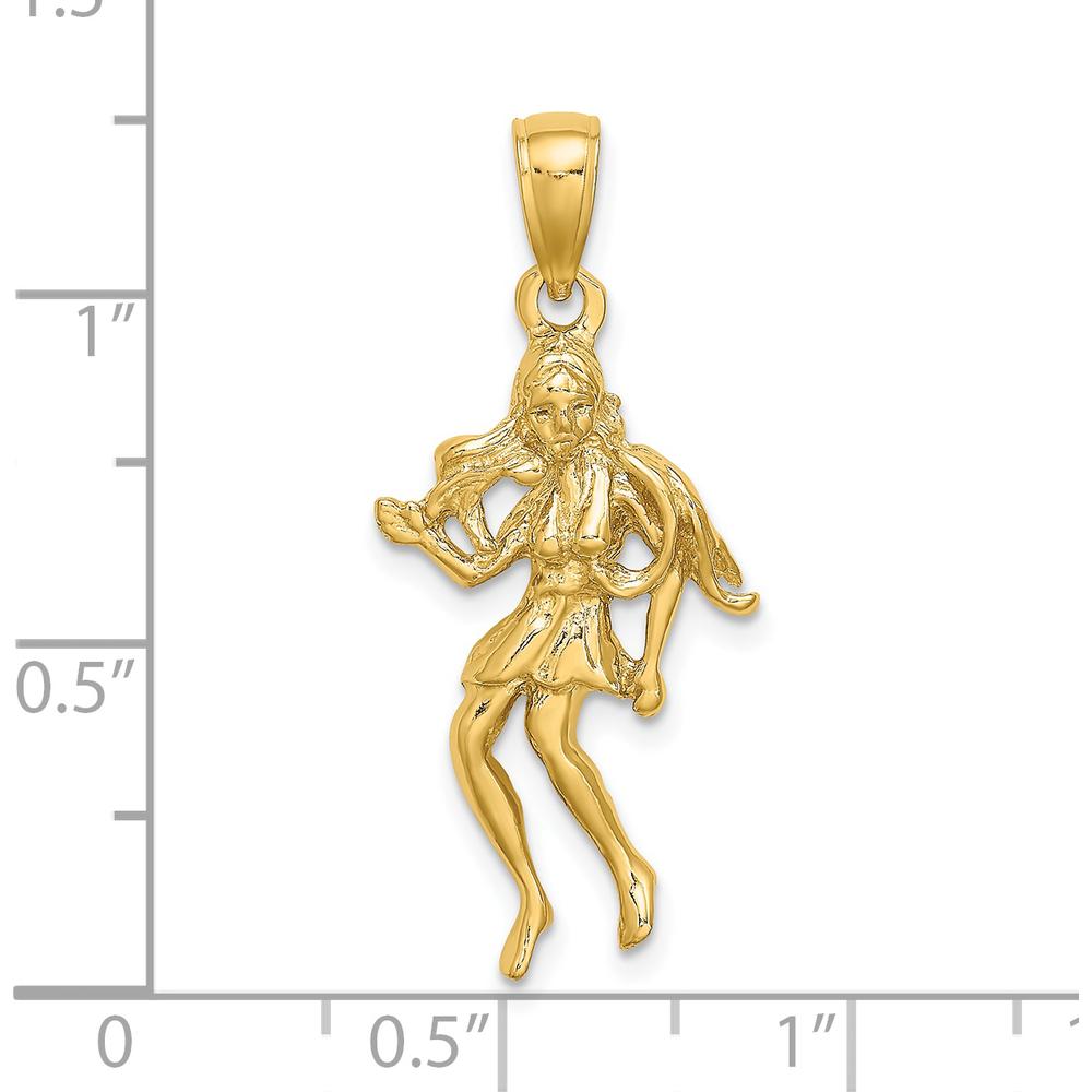 14K Yellow Gold 3D Virgo Zodiac Charm Pendant - 23.9mm Length by Oro Pregiato