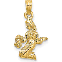 14K Yellow Gold 3D Virgo Zodiac Charm with Textured Finish by Oro Pregiato