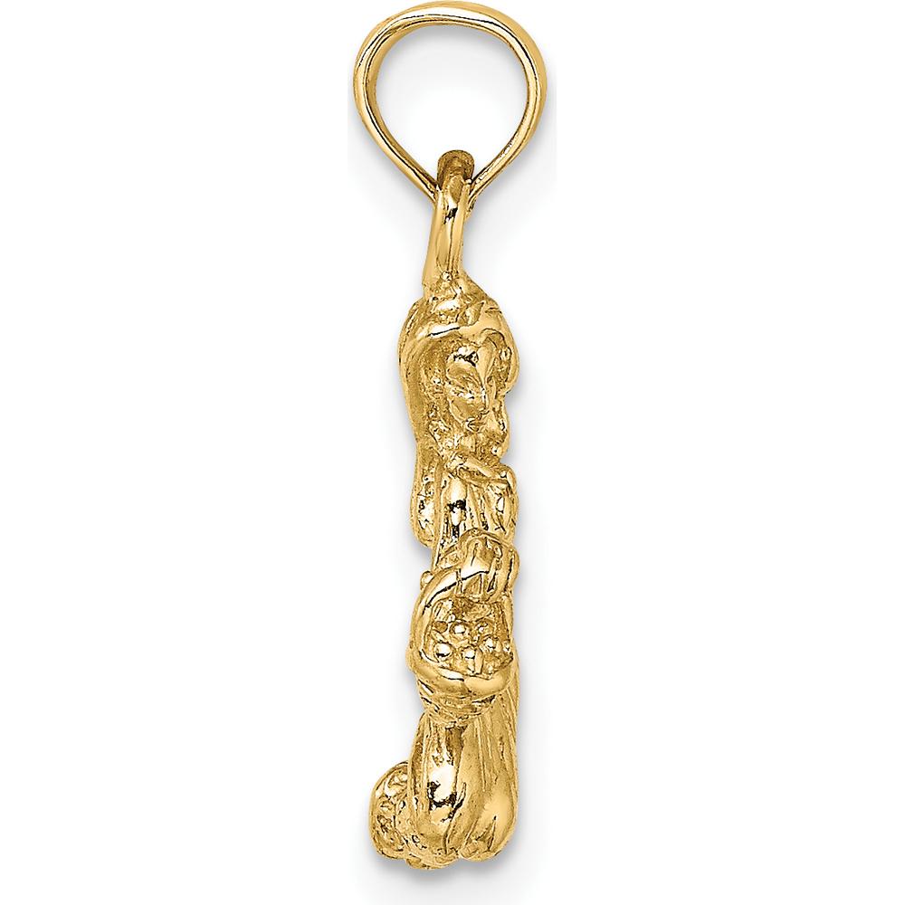 14K Yellow Gold 3D Virgo Zodiac Charm with Textured Finish by Oro Pregiato
