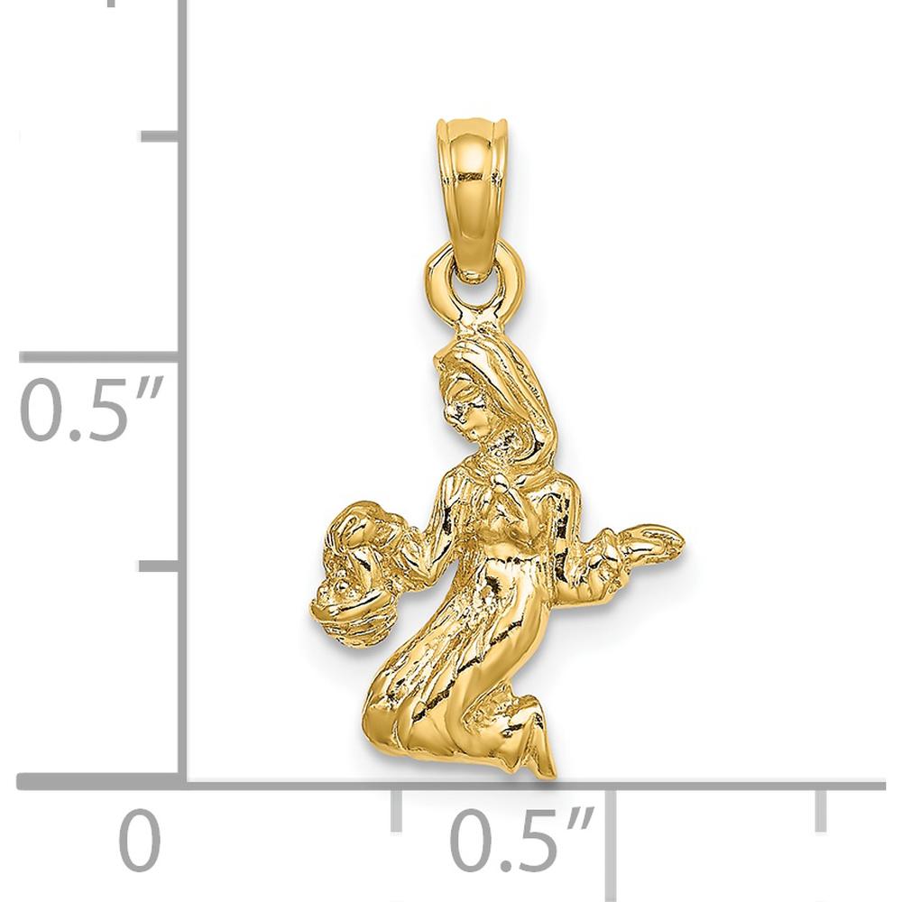 14K Yellow Gold 3D Virgo Zodiac Charm with Textured Finish by Oro Pregiato