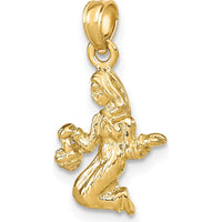 14K Yellow Gold 3D Virgo Zodiac Charm with Textured Finish by Oro Pregiato