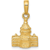 14K Yellow Gold 3D Washington D.C. Capitol Building Pendant - 21mm Length by Oro Pregiato