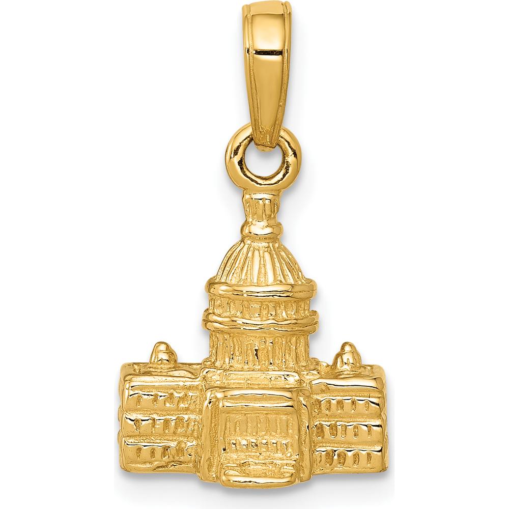 14K Yellow Gold 3D Washington D.C. Capitol Building Pendant - 21mm Length by Oro Pregiato