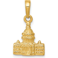 14K Yellow Gold 3D Washington D.C. Capitol Building Pendant - 21mm Length by Oro Pregiato