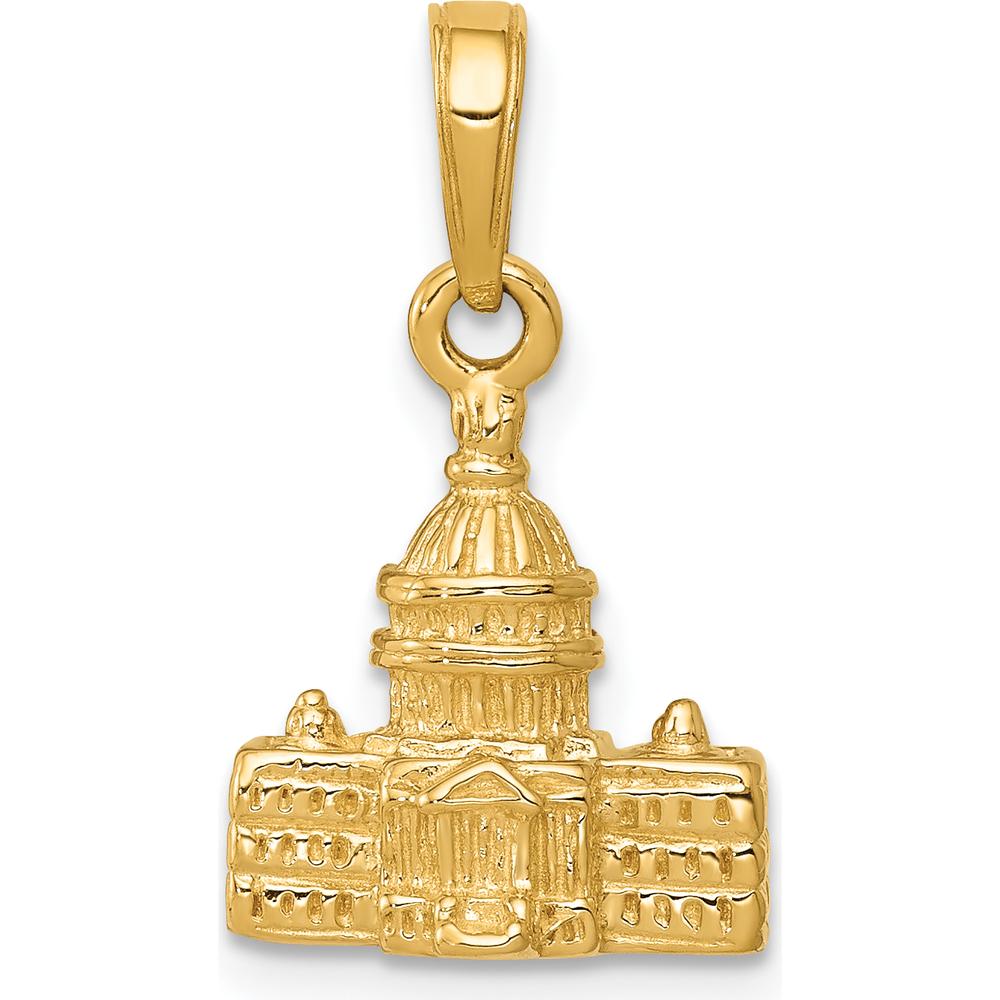 14K Yellow Gold 3D Washington D.C. Capitol Building Pendant - 21mm Length by Oro Pregiato