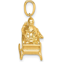14K Yellow Gold 3D Waving Santa in Sleigh Charm - Polished Finish by Oro Pregiato