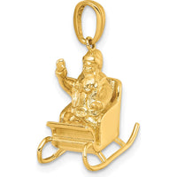 14K Yellow Gold 3D Waving Santa in Sleigh Charm - Polished Finish by Oro Pregiato