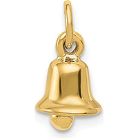14K Yellow Gold 3D Wedding Bell Charm Pendant