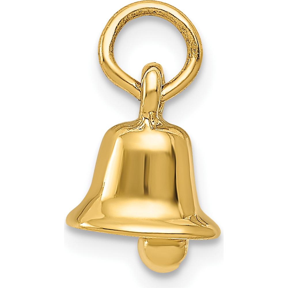 14K Yellow Gold 3D Wedding Bell Charm Pendant