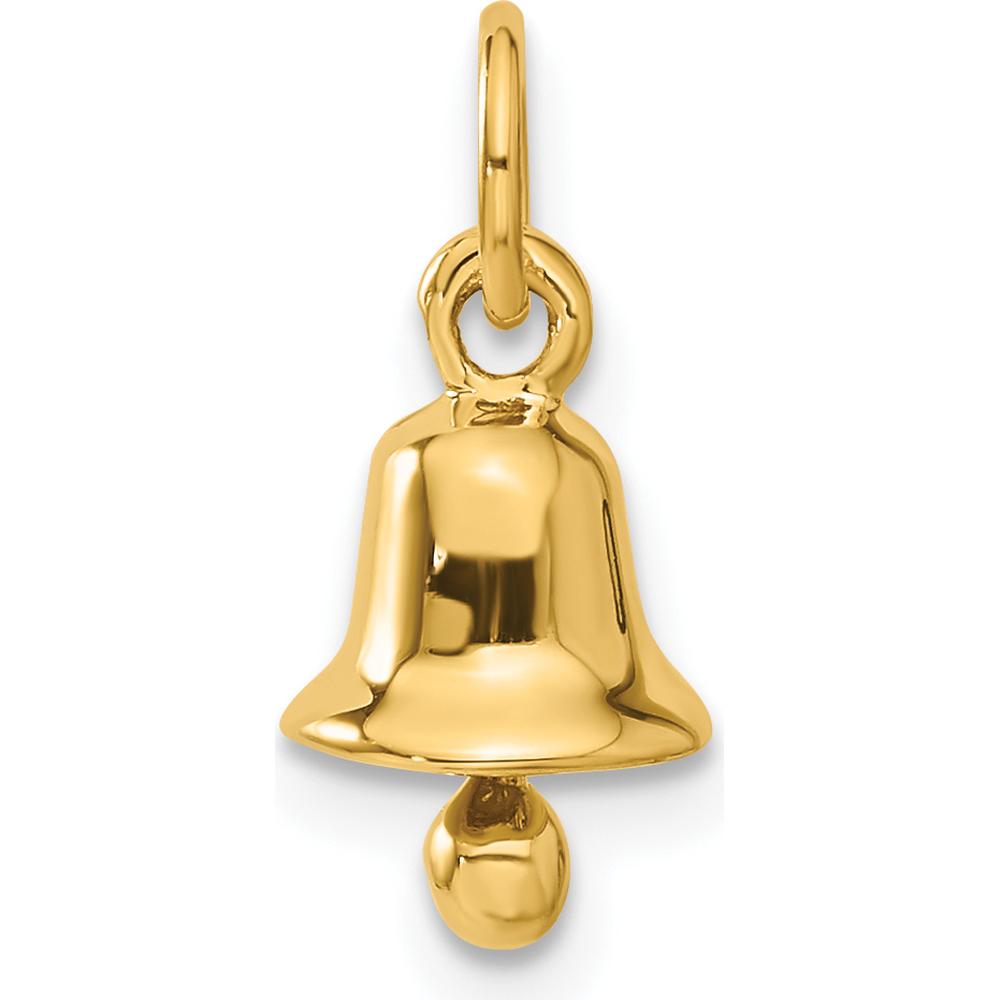 14K Yellow Gold 3D Wedding Bell Charm Pendant