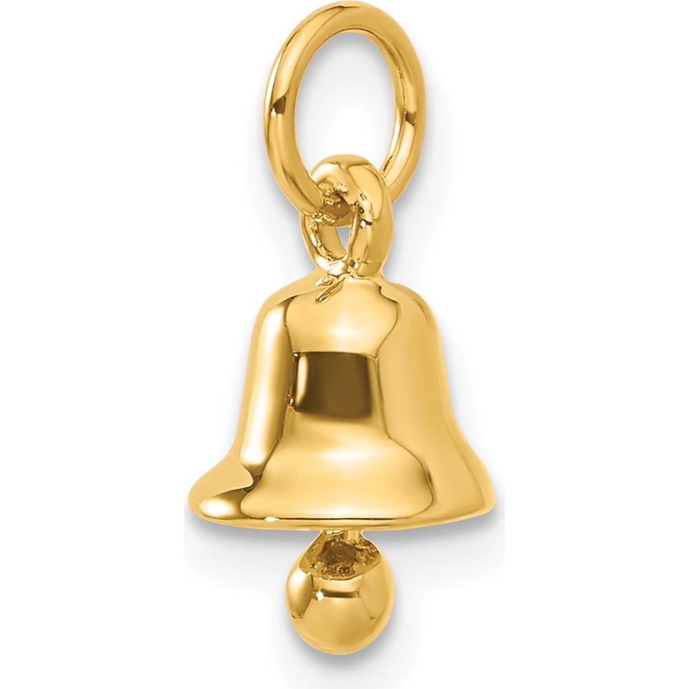 14K Yellow Gold 3D Wedding Bell Charm Pendant