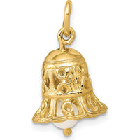 14K Yellow Gold 3D Wedding Bell Charm with Freshwater Cultured Pearl Clapper by Oro Pregiato