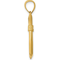 14K Yellow Gold 3D Whale Tail Hook Pendant by Oro Pregiato