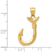 14K Yellow Gold 3D Whale Tail Hook Pendant by Oro Pregiato