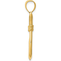 14K Yellow Gold 3D Whale Tail Hook Pendant - Masculine Ocean-Inspired Design by Oro Pregiato